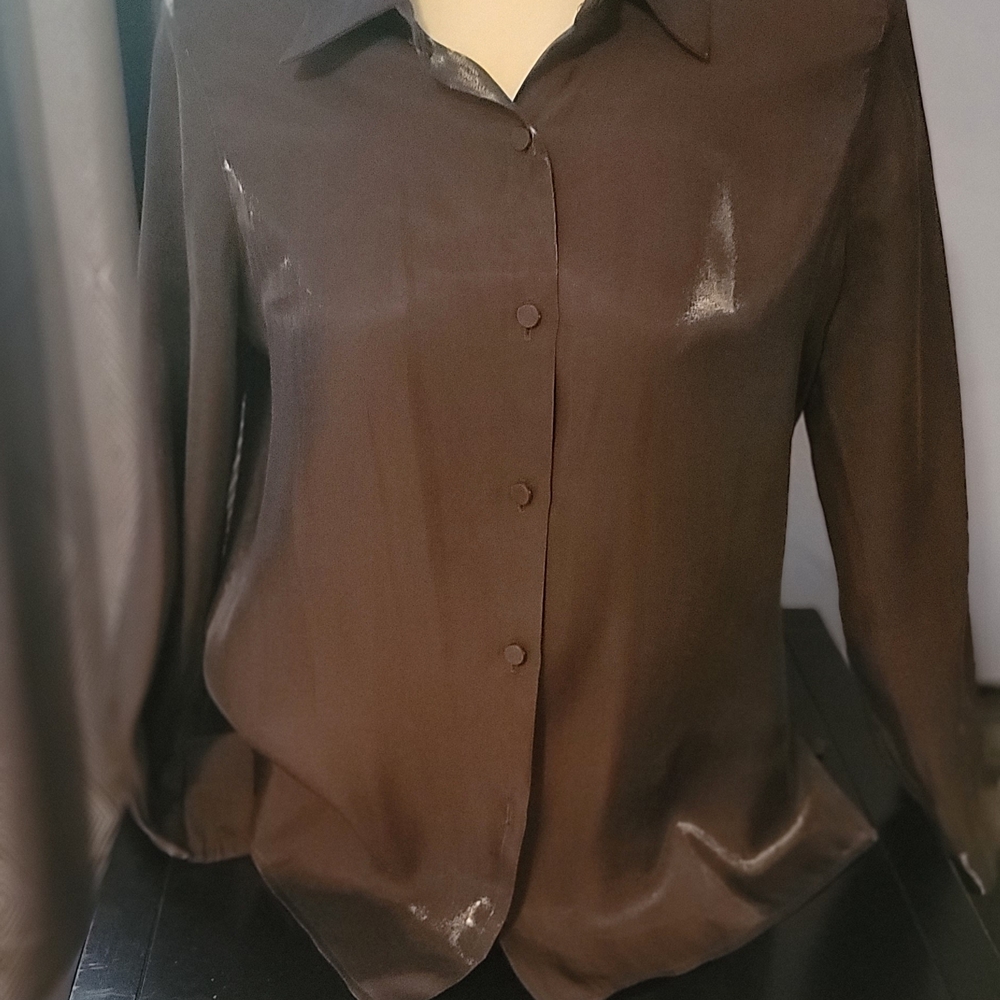 Police Brown Button Down Shirt for Women